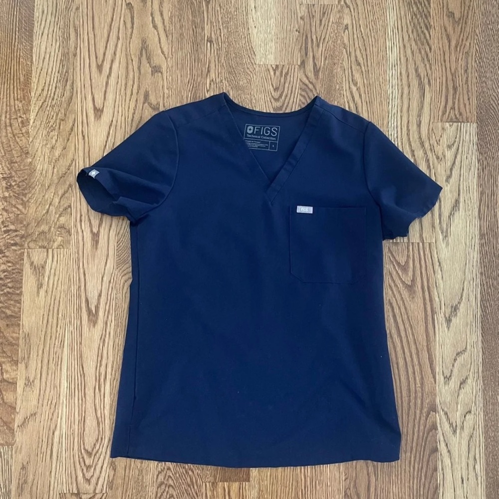Figs womens navy blue scrub top XS